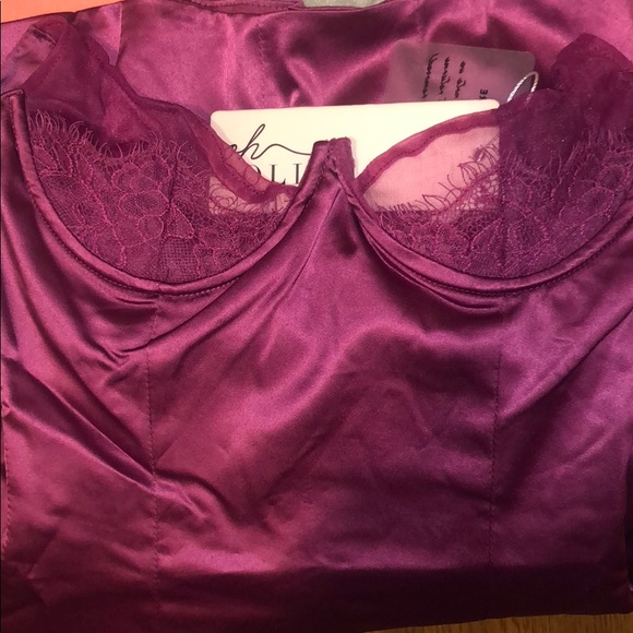 GIVE 'EM THE SLIP UNDERWIRED SATIN DRESS IN BERRY - Picture 5 of 5